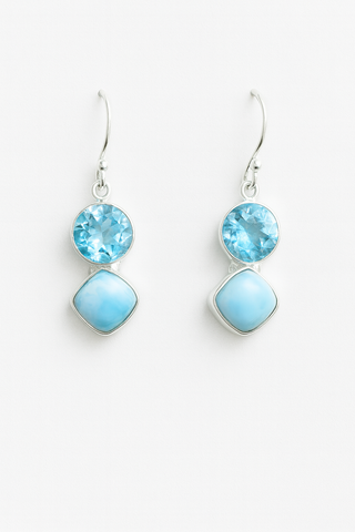Blue Topaz and Larimar Drop Earrings