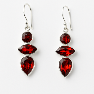 Garnet Multi-Shape Dangle Earrings