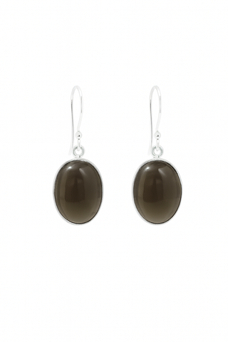 Smoky Quartz Oval Drop Earrings