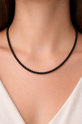 Single-Strung Faceted Beaded Necklace – Adjustable