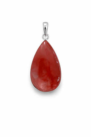 Cherry Quartz Teardrop Sterling Silver Pendant