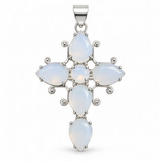 925 Sterling Silver Opalite Cross Pendan