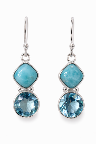 Larimar and Blue Topaz Drop Earrings