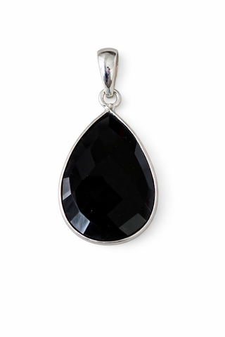 Faceted Onyx Teardrop Pendant