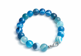 Blue Agate Bead Bracelet Matt finished.