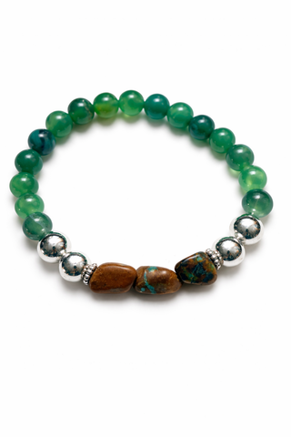 Emerald Balance Bracelet – Green Agate, Jasper & Turquoise Accent