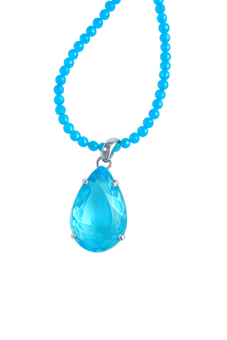 Blue Quartz Teardrop Pendant & Necklace