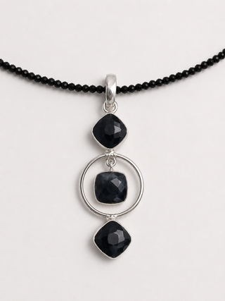 Black Onyx Drop Pendant – Sterling Silver