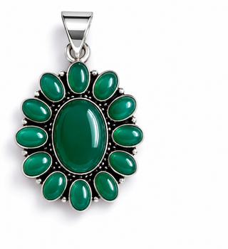 Green Onyx Halo Pendant