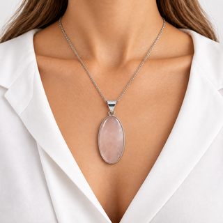 Rose Quartz Oval Pendant