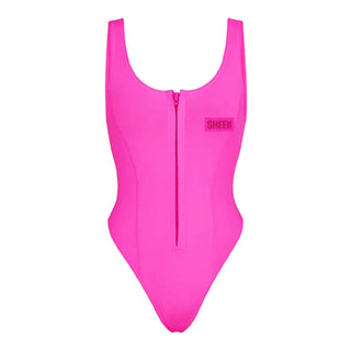 Soop Neck One Piece Zip-up swimsuit