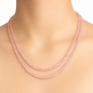 Pink Quartz Beaded Necklace