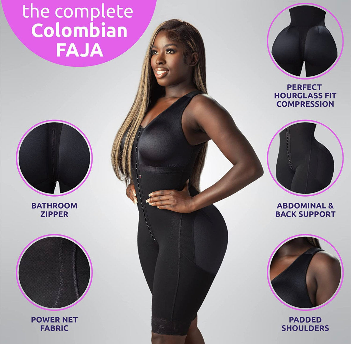 Premium Colombian Shapewear Faja Bodysuit Capri 2x Layer Shaper