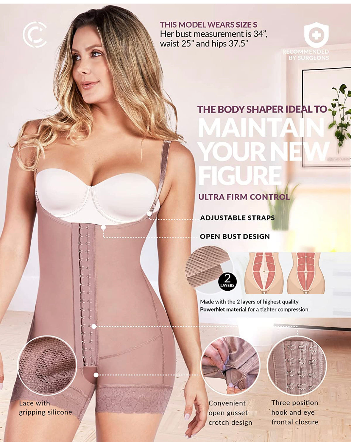 Shop Generic Women's corset Bodyshaper High Compression Garment Abdomen  Control Double Bodysuit Waist Trainer Open Bust Shapewear Fajas Online
