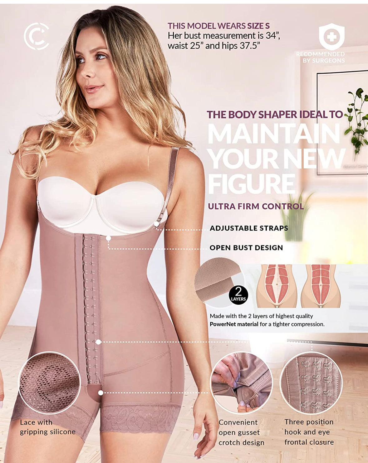 Fresh & Light Premium Colombian Shapewear for women Open gusset Seamless  Open bust Wear wi