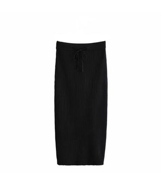 Ribbed Long Pencil Skirt