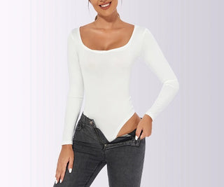 Classic Fit Long Sleeve Square-Neck Bodysuit